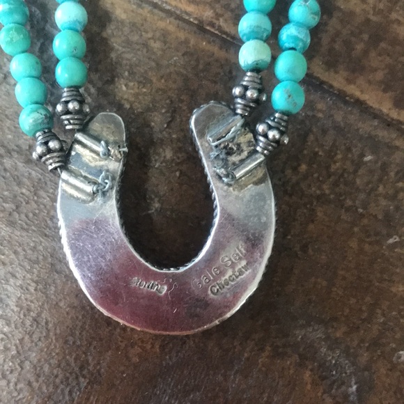 Gale Self designer hallmarked sterling silver turquoise bead choker necklace - Picture 7 of 9